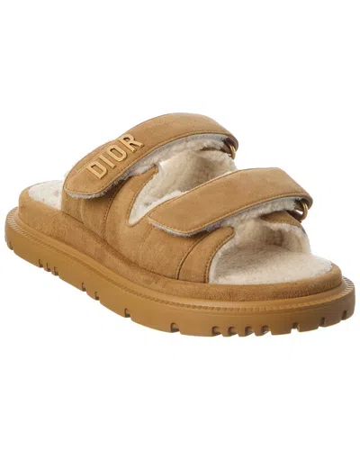 DIOR DIOR DIORACT SUEDE & SHEARLING SANDAL