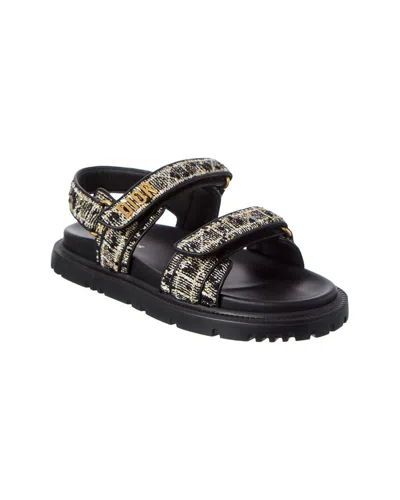 Dior Act Tweed & Leather Sandal In Black