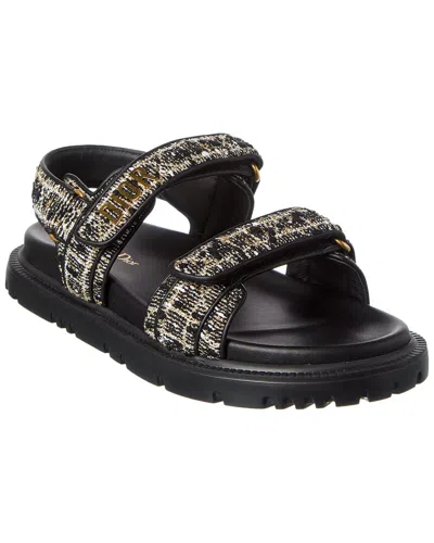 Dior Act Tweed & Leather Sandal In Black