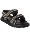 Dior Act Tweed & Leather Sandal In Black