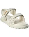 Dior Act Tweed & Leather Sandal In White