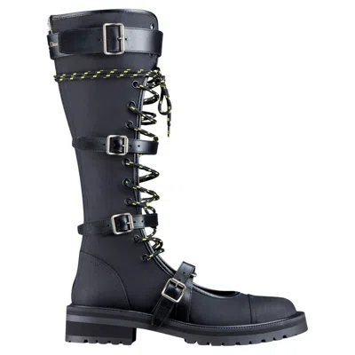 Pre-owned Dior Anger Black Technical Fabric Boots It36