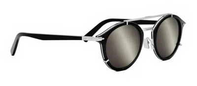 Dior Blacksuit R7u Silver Mirror Round Men's Sunglasses Dm40111u 02c 50 In ["black","silver Tone"]