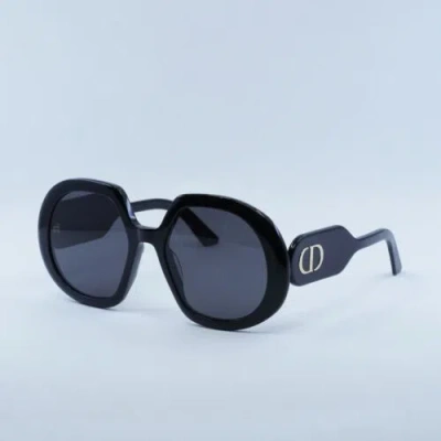 Pre-owned Dior Bobby R1u 10a0 Shiny Black/smoke 56-20-140 Sunglasses Authentic In Gray