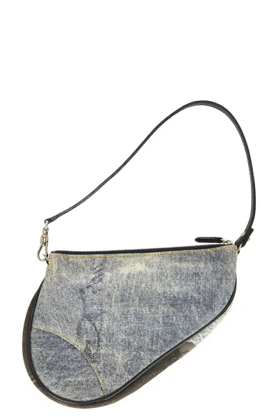 Pre-owned Dior Ella Speedway Pochette Saddle Bag In Blue