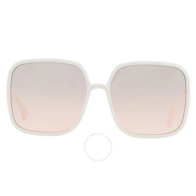 Dior Stellaire Pink Square Ladies Sunglasses Cd40006u 25f 59 In Ivory / Pink