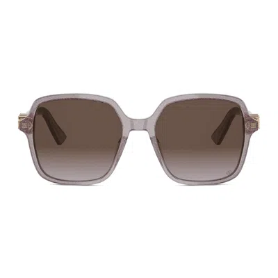 Dior Treasure S1i 84f2 Viola Glitterato Trasparente Sunglasses In Gray