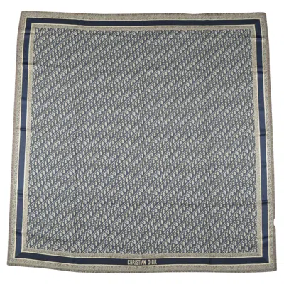 Pre-owned Dior "twin" Monogram Silk Shawl In Gray