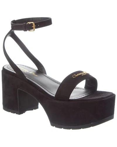 Dior D-lane Suede Platform Sandal In Black