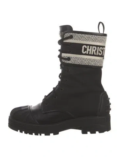 Pre-owned Dior D-major Canvas Combat Boots In Black