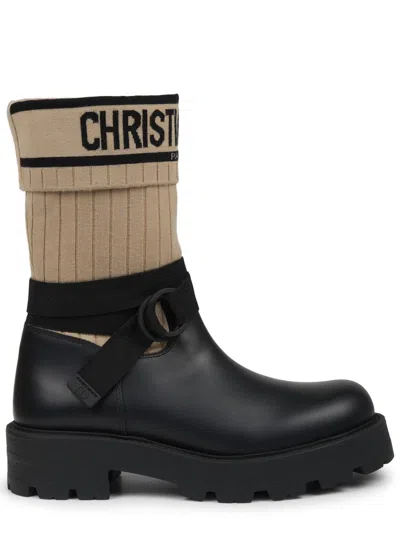 Dior D-major Logo Leather Boots For Women In Multi