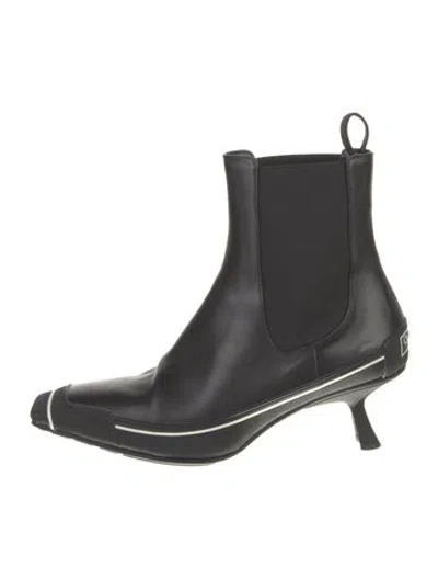 Pre-owned Dior D-motion Leather Chelsea Boots In Black