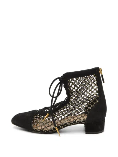 Pre-owned Dior D-naughitly Lace-up Ankle Boots In Black