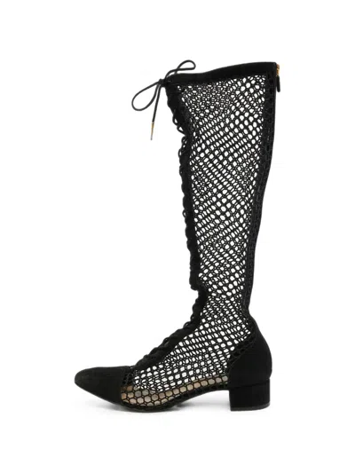 Pre-owned Dior D-naughitly Lace-up Boots In Black