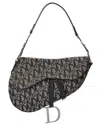 Dior Black Canvas Oblique Saddle Bag (authentic )