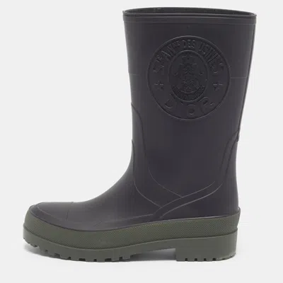 Pre-owned Dior Doirunion Size 37 Black/green Rubber Rain Boots
