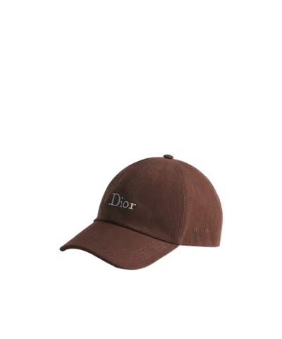 Dior Domed Baseball Cap In Brown