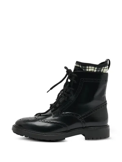 Pre-owned Dior D-order Brogue Combat Boots In Black