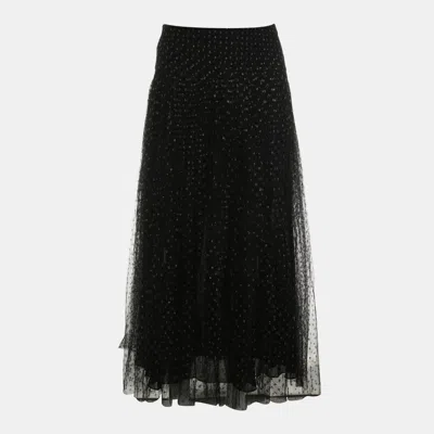 Pre-owned Dior Dotted Mesh Skirt Us 4 In Black