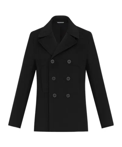 Dior Double-breasted Cashmere Coat In Black