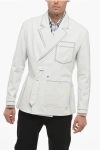 DIOR DOUBLE-BREASTED COTTON BLAZER WITH CONTRASTING DETAILS