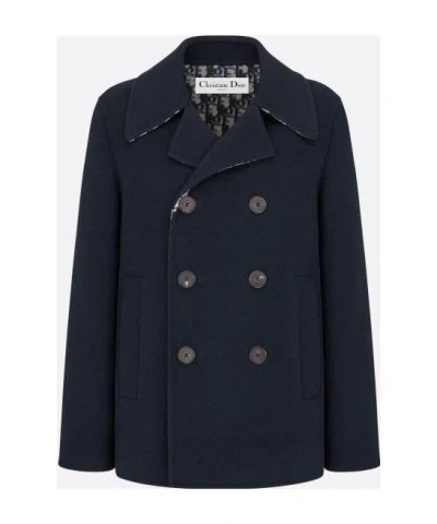 Dior Double-breasted Double-sided Coat In Black