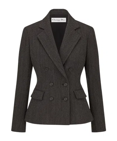 Dior Double-breasted Marlène Wool Blazer In Black