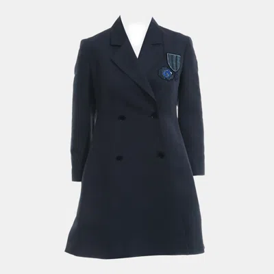 Pre-owned Dior Double Breasted Patch Coat In Blue