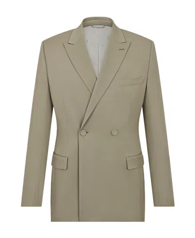 Dior Double-breasted Suit Jacket In Green