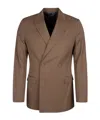 Dior Double-breasted Suit Jacket With Folding Collar In Brown