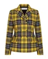 Dior Wool Double-breasted Blazer With Checked Pattern In Green