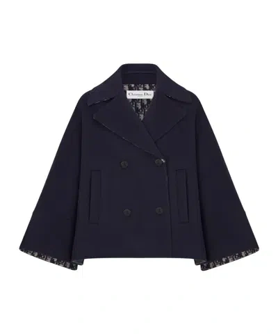 Dior Double-breasted Wool Coat In Black