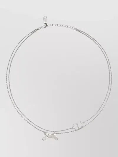 Dior Double Chain Bow Detail Bracelet Set In Metallic