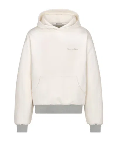Dior Christian  Couture Hooded Lined Sweatshirt In White
