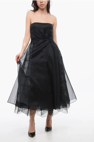 Dior Double-layered Strapless Dress With Side Zip In Black