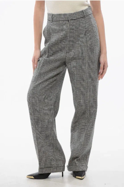 Dior Double-pleated Virgin Wool Pants With District Check Motif In Gray