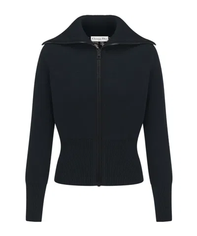 Dior Double-sided Cashmere Cardigan In Black