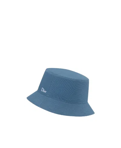 Dior Homme Logo Embroidered Reversible Bucket Hat In Blue
