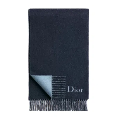 Dior Double-sided Scarf In Blue
