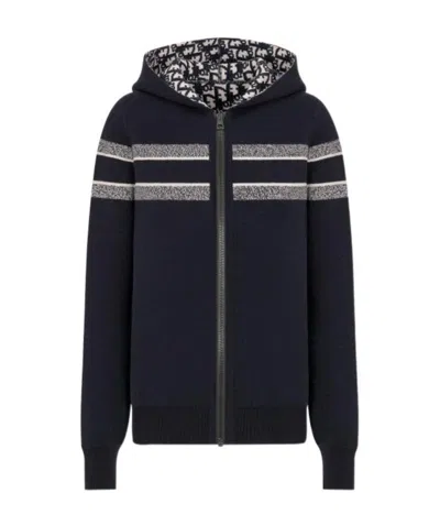 Dior Double-sided Zipper Knitted Coat In Black