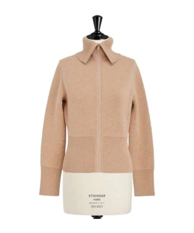 Dior Double-sided Zipper Sweater In Nude