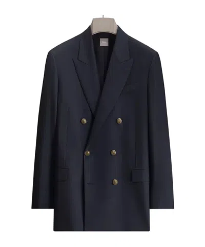 Dior Double-breasted Jacket In Blue