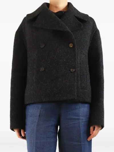 Pre-owned Dior Double-breasted Wool Peacoat In Gray