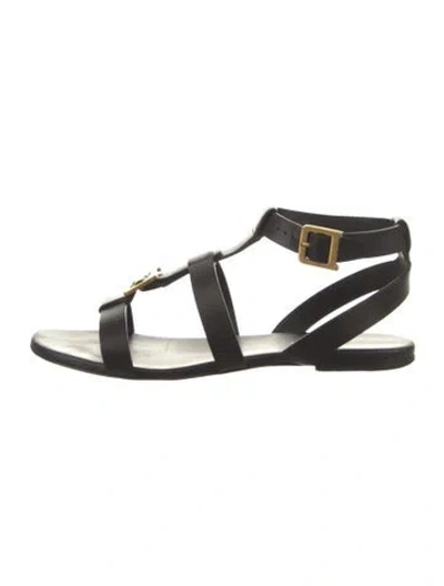 Pre-owned Dior Double-d Leather Gladiator Sandals In Black