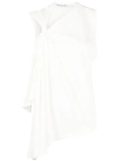 Pre-owned Dior  Draped Asymmetric Top In White