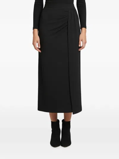 Pre-owned Dior Draped Midi Skirt In Black