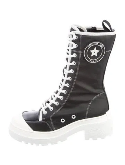 Pre-owned Dior D-rise 35mm Wedge Sneakers In Black