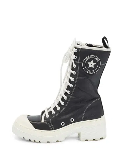 Pre-owned Dior D-rise Lace-up Boots In Black