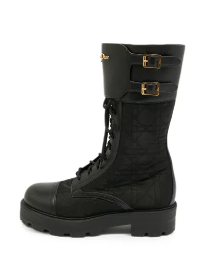 Pre-owned Dior D-trap Combat Boots In Black