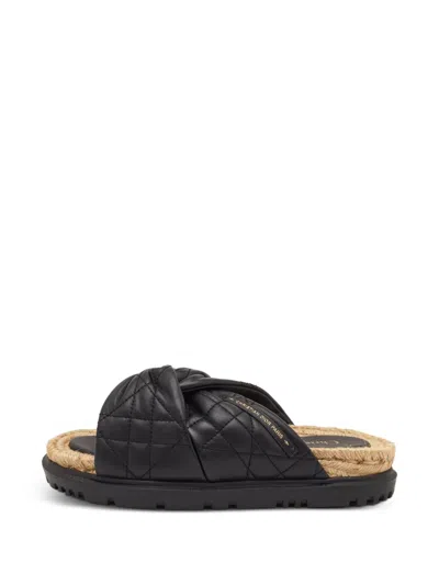 Pre-owned Dior D-twist Cannage Espadrille Sandals In Black